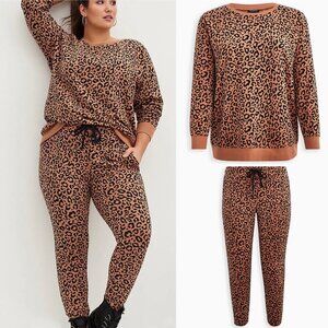 SET: Torrid Super Soft Fleece Leopard Raglan Sweatshirt/Jogger 1X